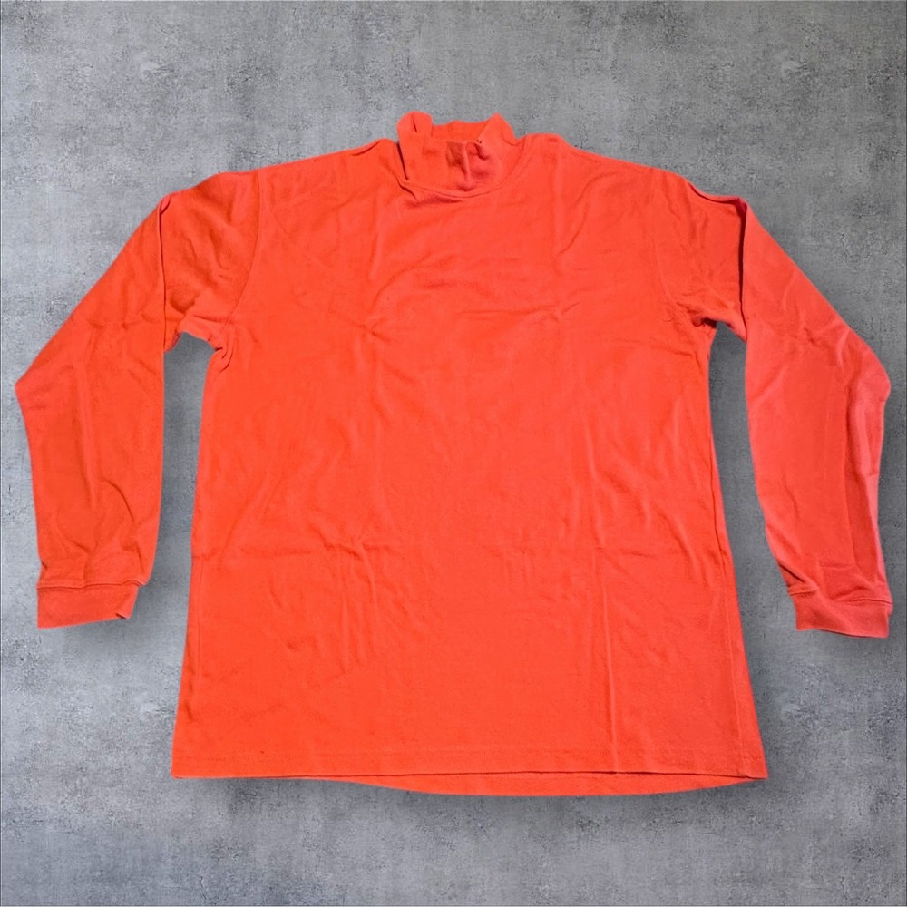 Y2K GAP Basics Orange Mock Neck Long Sleeve Tee Men's Medium Minimalist